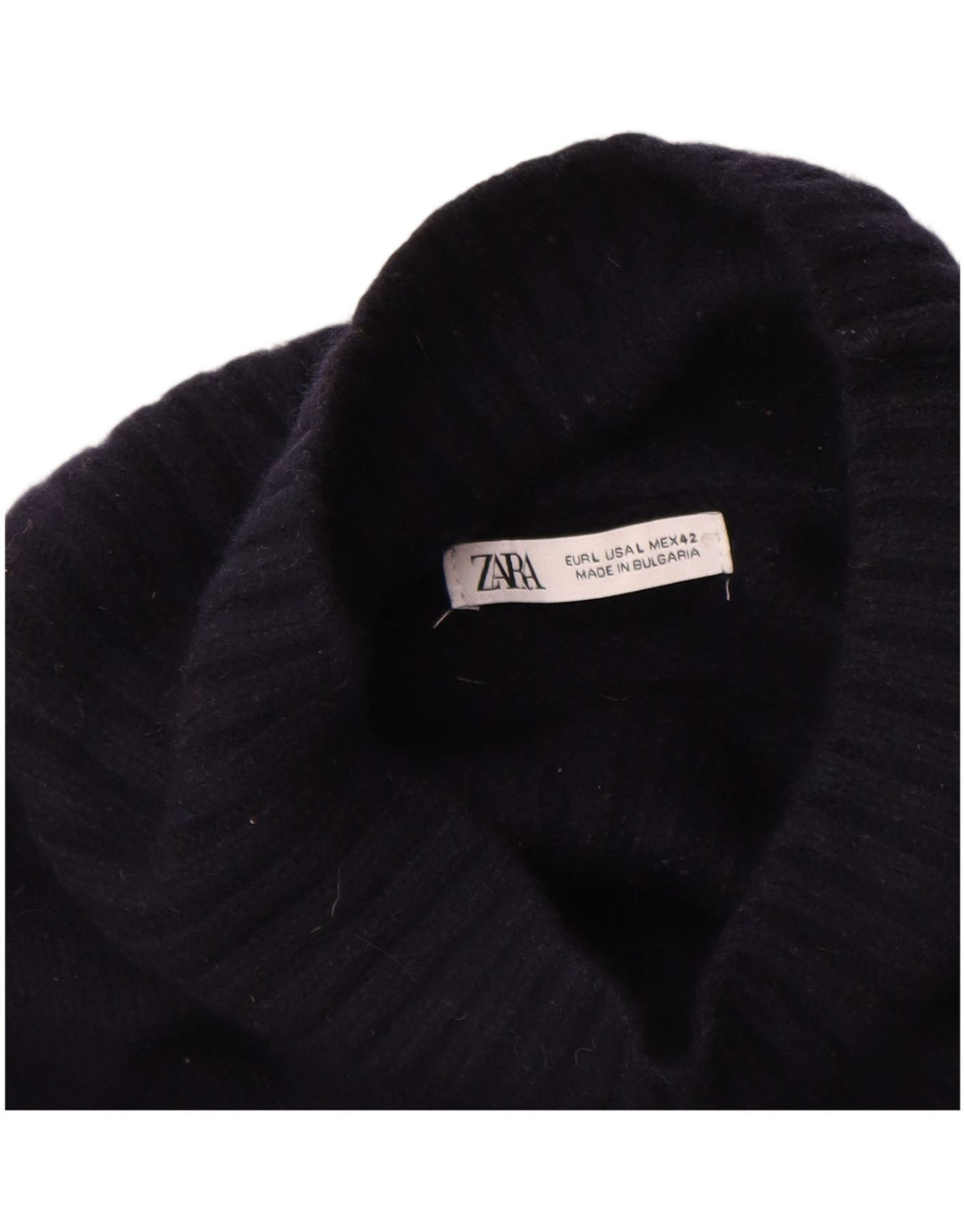 Zara Pull col roulé pour homme en laine bleu marine Large