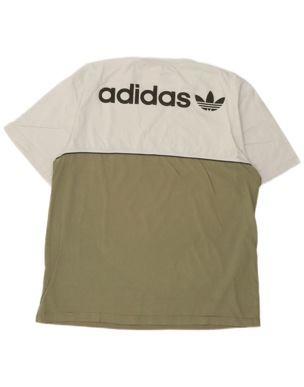 Adidas T-shirt graphique pour hommes, grand, en coton color block blanc