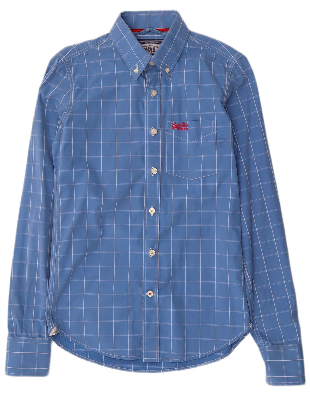 Superdry Chemise Homme Petit Carreau Bleu Coton