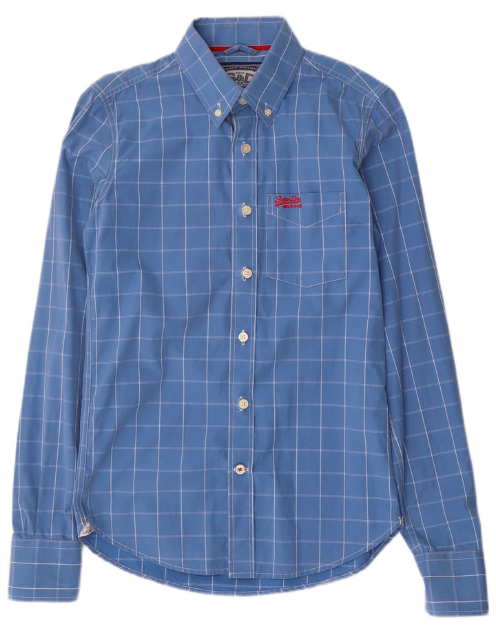 Superdry Chemise Homme Petit Carreau Bleu Coton