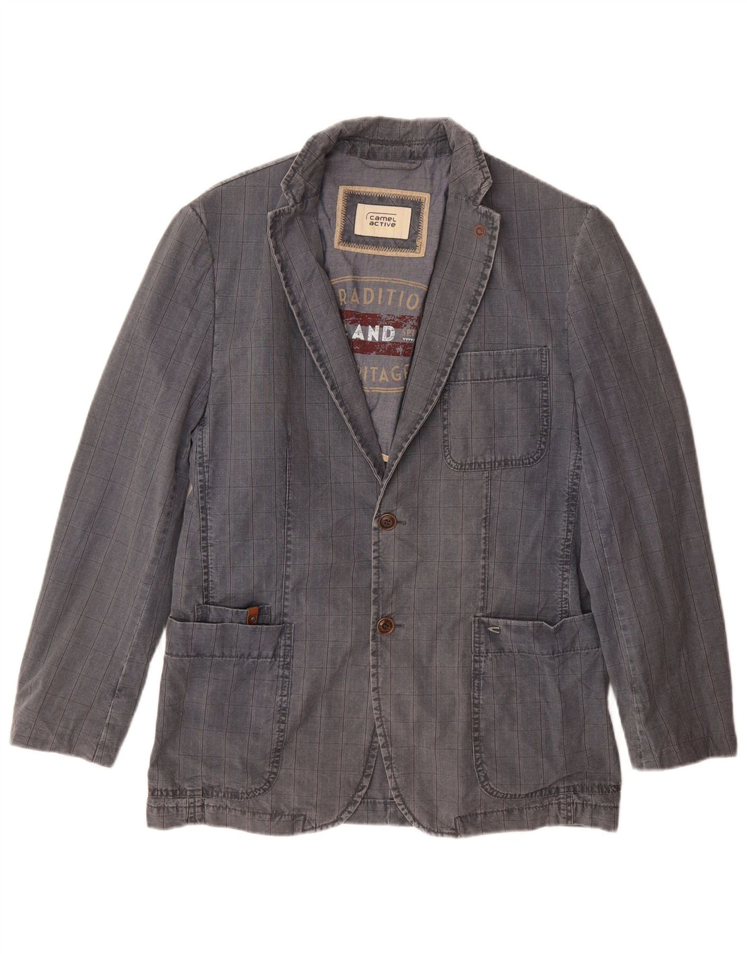 CAMEL ACTIVE Veste Blazer 2 Boutons Homme IT 48 Bleu Moyen à Carreaux Coton