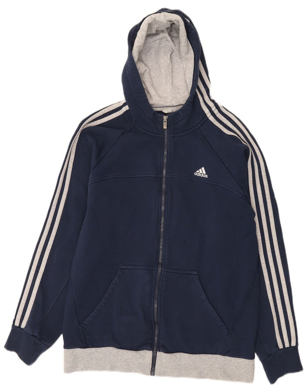 Adidas Pull à capuche zippé pour homme en coton bleu marine moyen