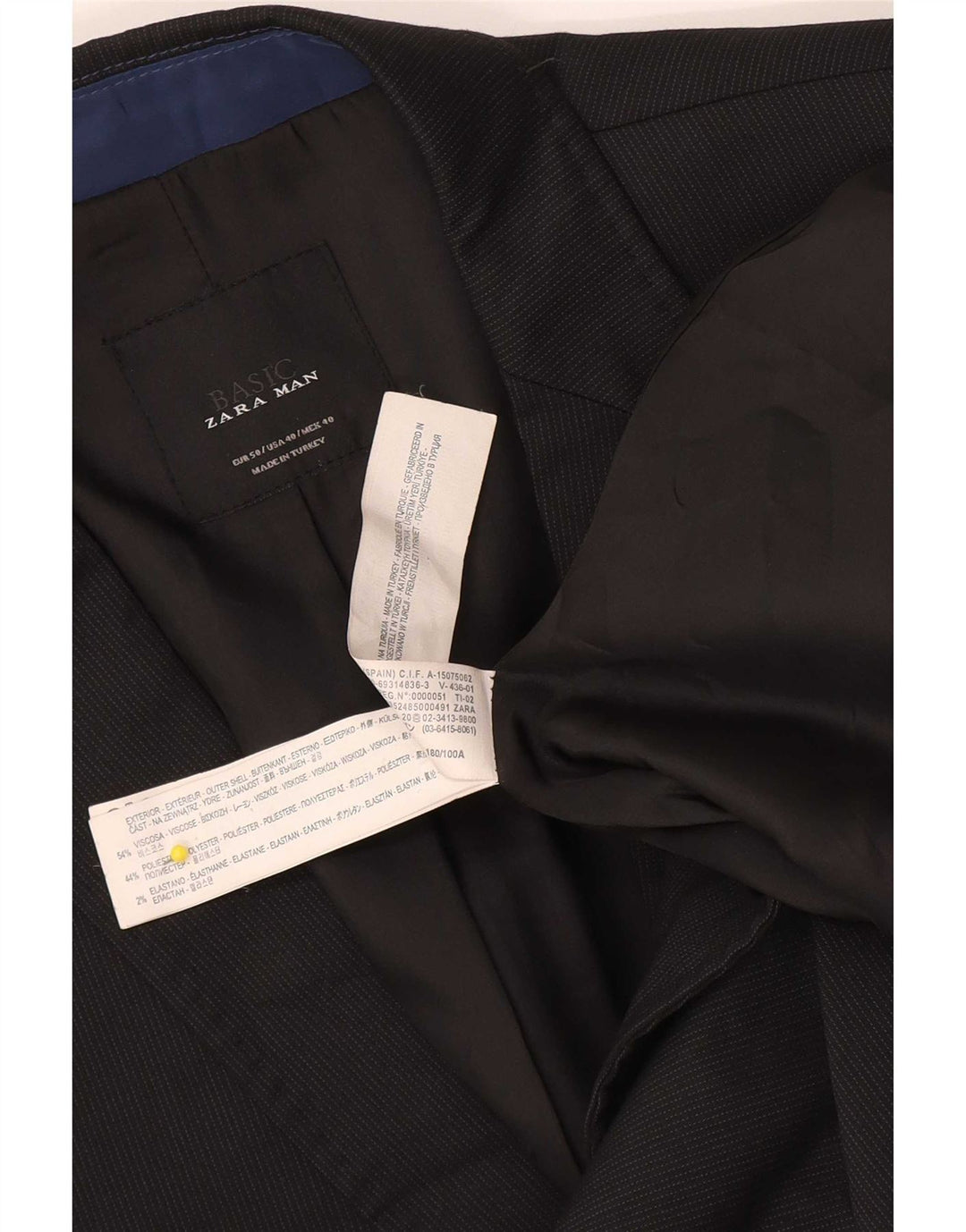 Zara Veste blazer à 2 boutons pour homme EU 50 en viscose à fines rayures noires