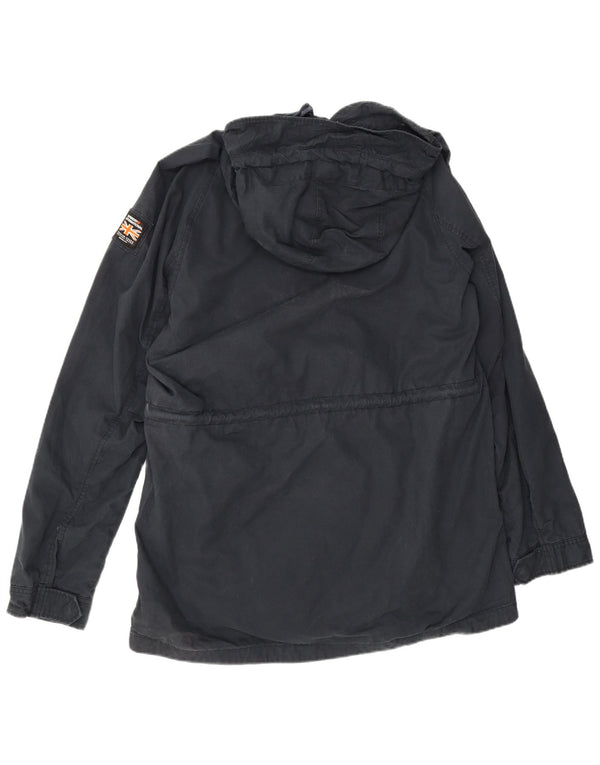 Superdry Parka à capuche pour homme UK 46 3XL Bleu marine Coton