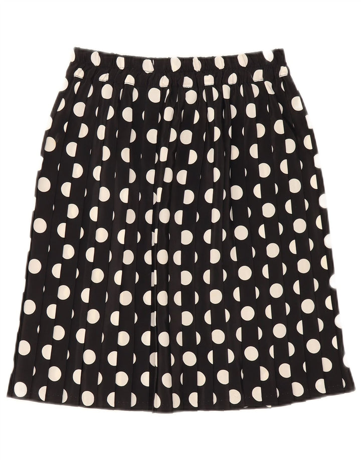 VINTAGE Jupe Plissée Femme W26 Petit Noir à Pois Polyester