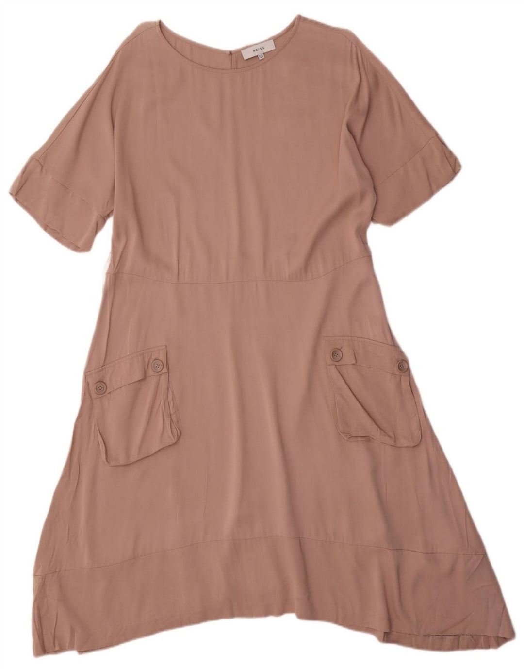REISS Robe asymétrique pour femme UK 42 Viscose rose moyen