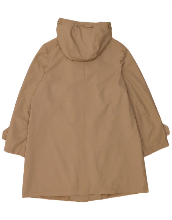 vintage Femme Manteau à capuche UK 16 Grand Polyester Beige
