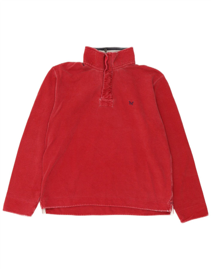 Crew Clothing Sweat-shirt à col zippé pour homme en coton rouge moyen