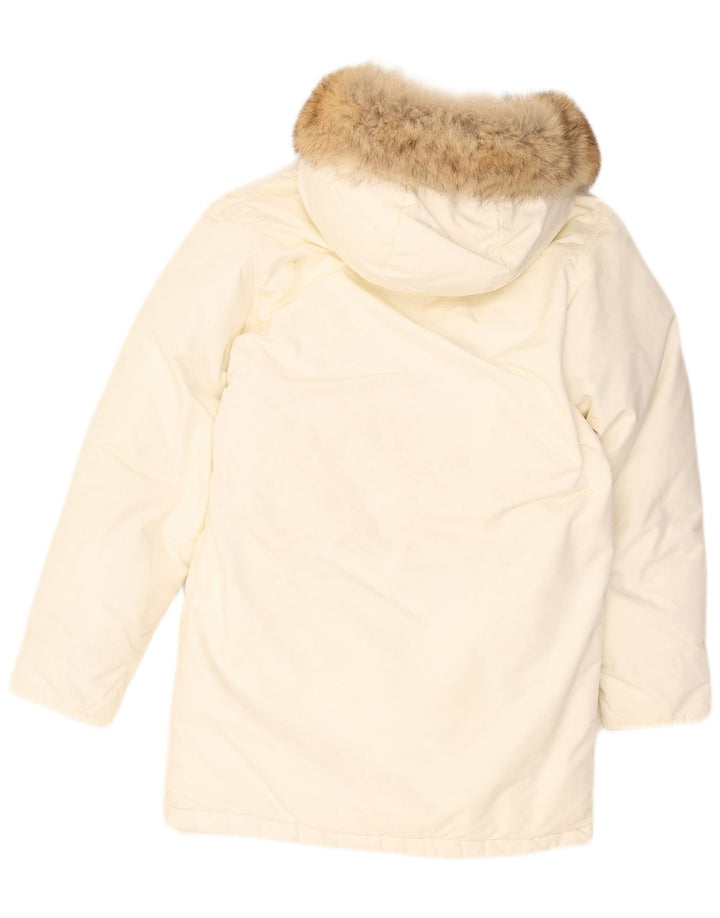 Woolrich Veste matelassée à capuche pour homme UK 36 Small Blanc Nylon