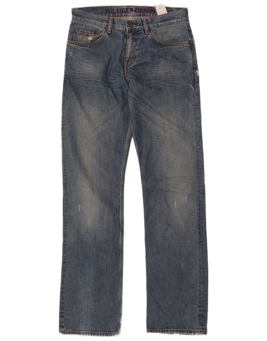 Tommy Hilfiger Jean droit vieilli pour homme W32 L35 Bleu