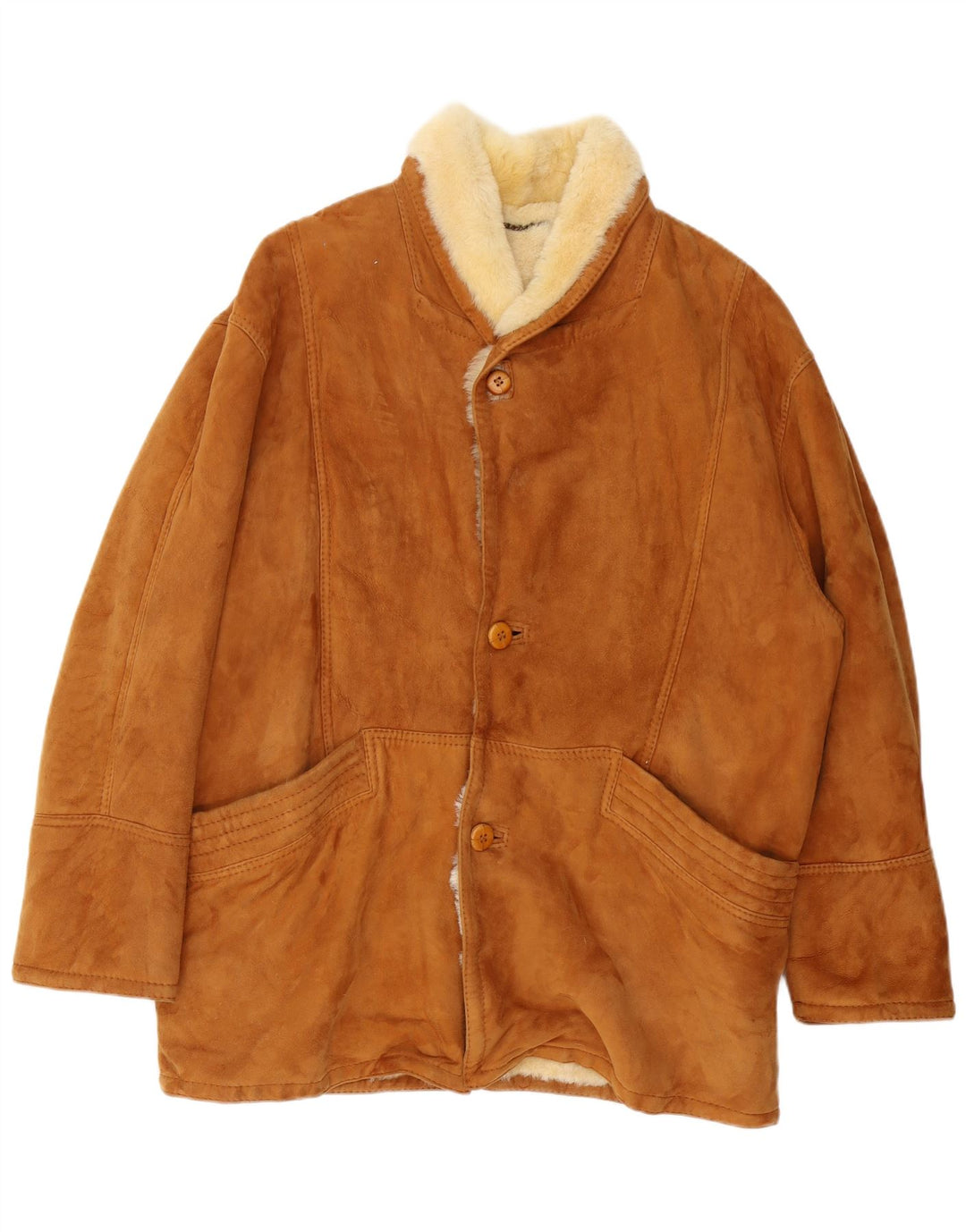 veste en peau de mouton homme vintage IT 52 XL peau de mouton marron