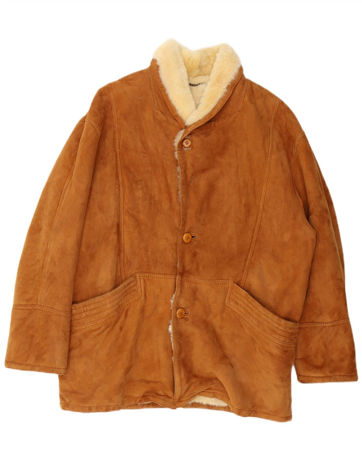 veste en peau de mouton homme vintage IT 52 XL peau de mouton marron