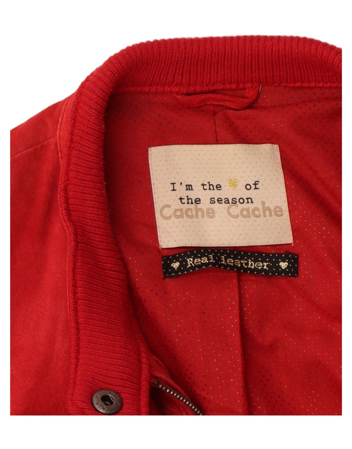Cache Veste En Daim Femme US 2 XS Cuir Rouge