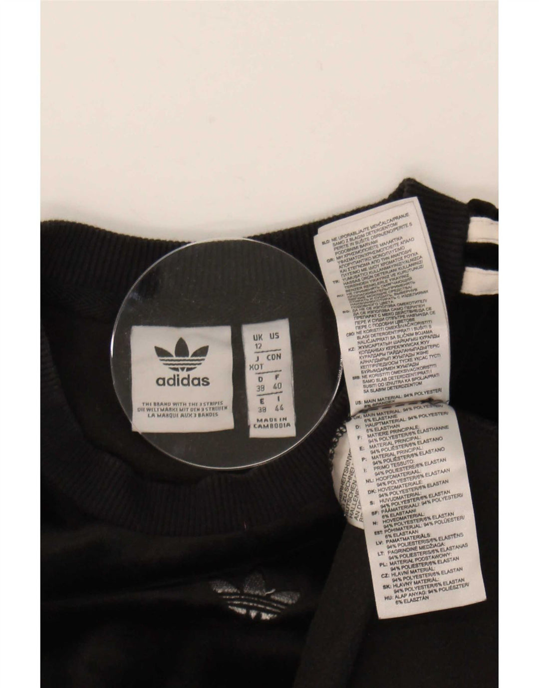 Adidas Haut en velours à manches longues pour femme UK 12 Medium Noir Polyester