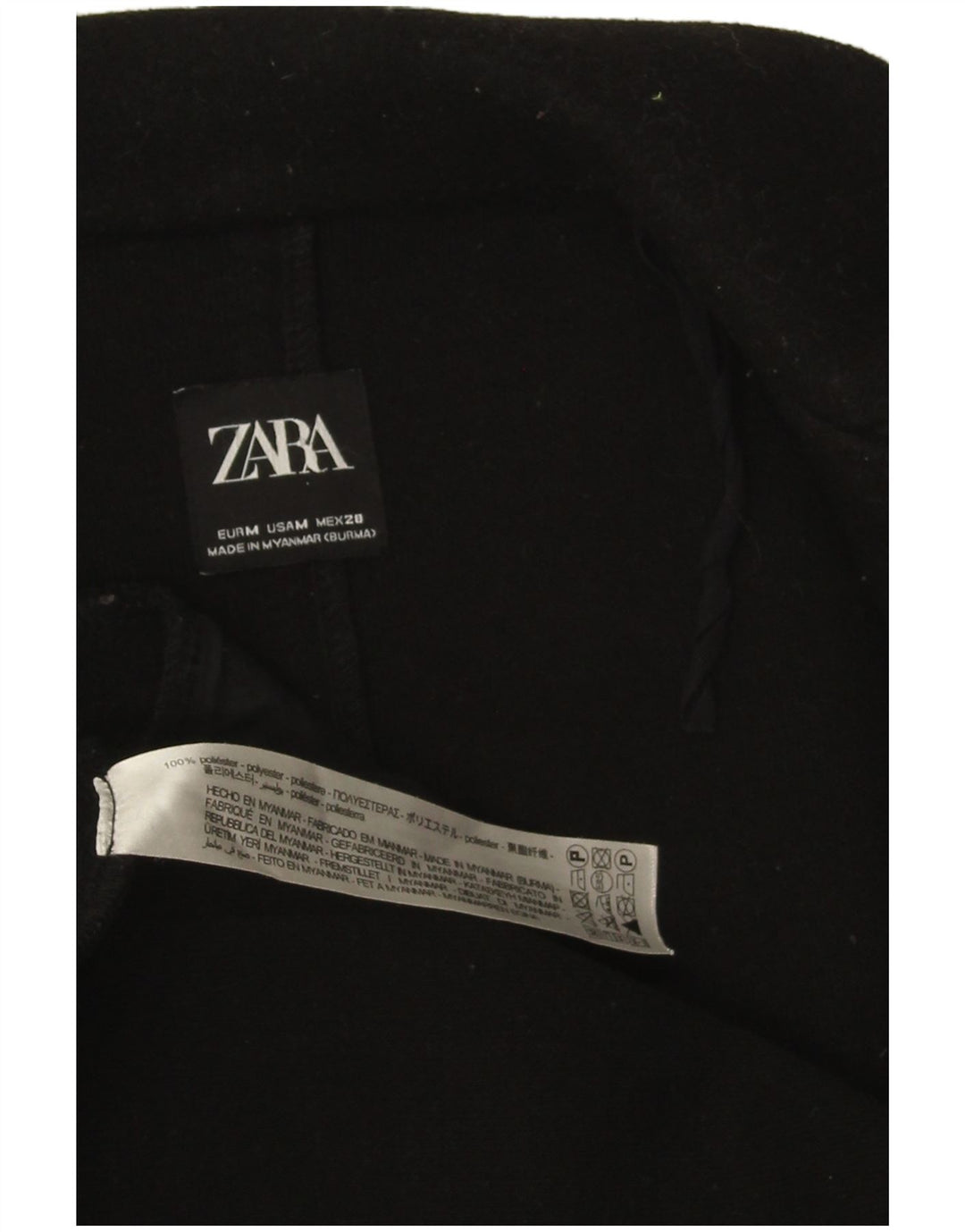Zara Womens Open Overcoat UK 14 Medium Noir Polyester