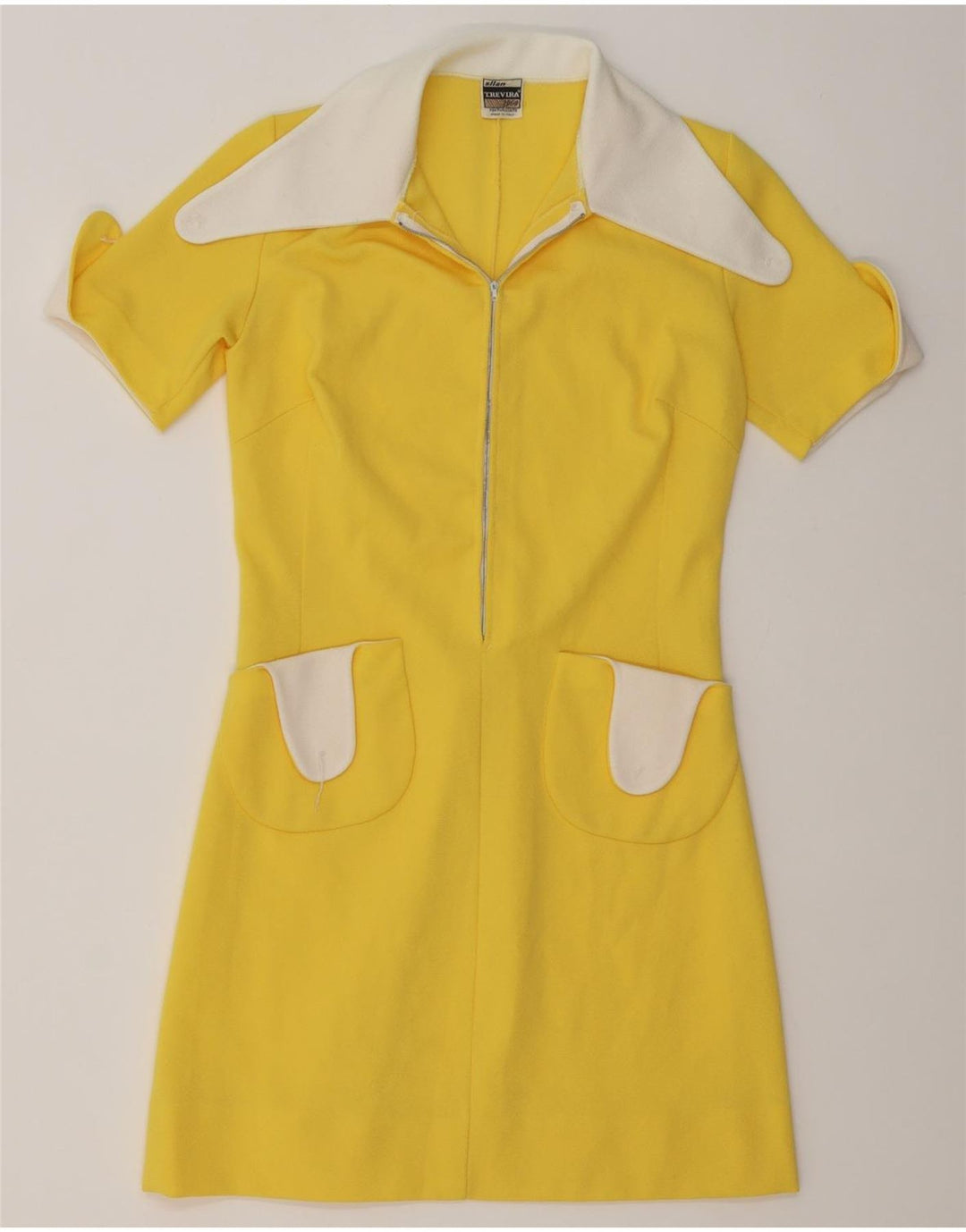 Trevira Robe Polo Femme IT 44 Polyester Colorblock Jaune Moyen