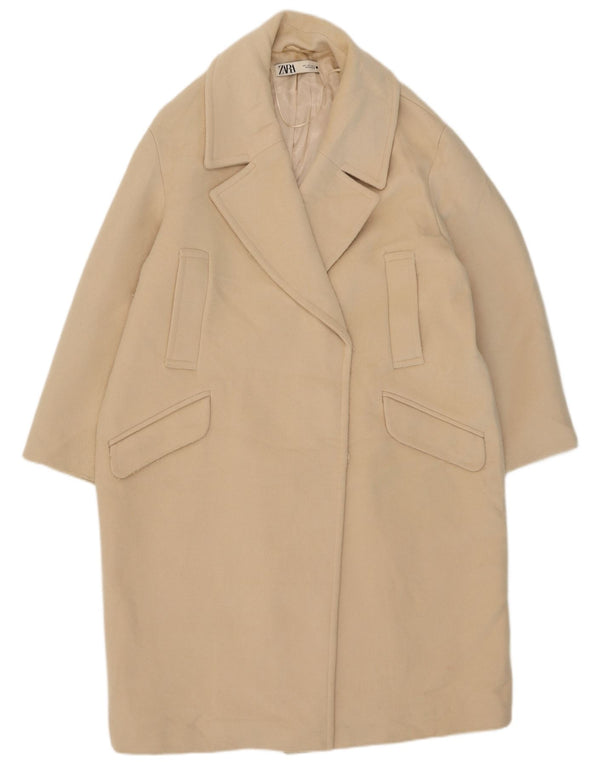 Zara Manteau surdimensionné pour femme UK 16 Large Beige Polyester