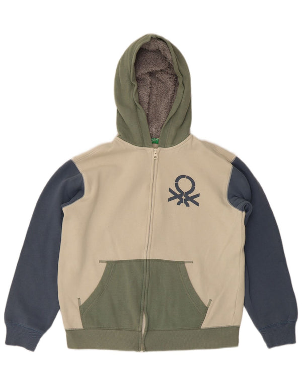 Benetton Pull à capuche zippé pour garçon 11-12 ans 2XL Multicolore Colourblock