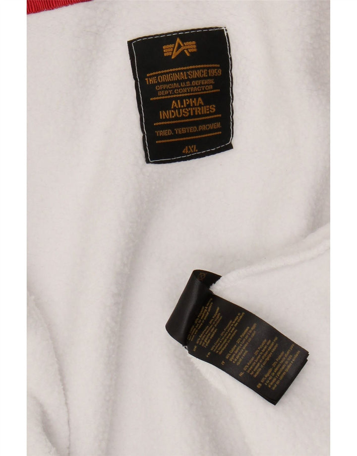 ALPHA INDUSTRIES Pull à capuche zippé graphique pour homme 4XL en coton blanc