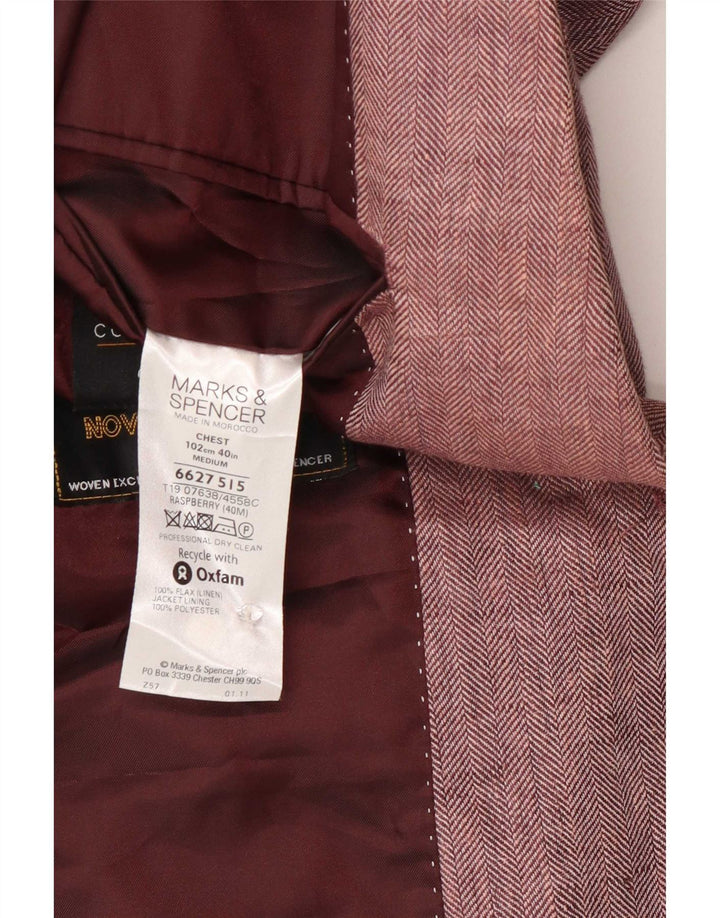 Marks & Spencer Veste blazer à 2 boutons pour homme UK 40 Rose moyen à chevrons