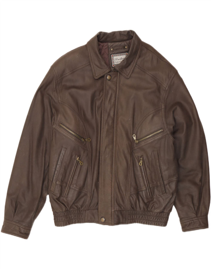 Stanford Veste en cuir pour homme EU 54 2XL Cuir marron