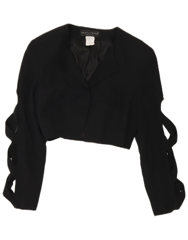 Veste Boléro Femme Vintage IT 44 Acétate Noir Moyen