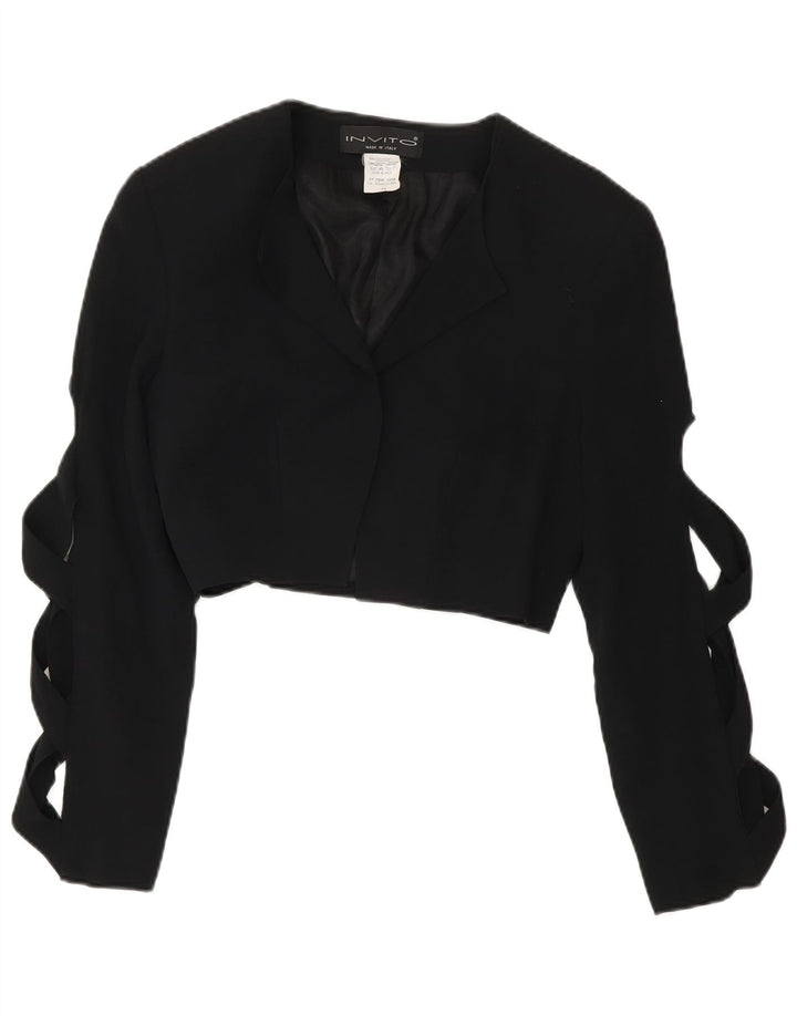 Veste Boléro Femme Vintage IT 44 Acétate Noir Moyen