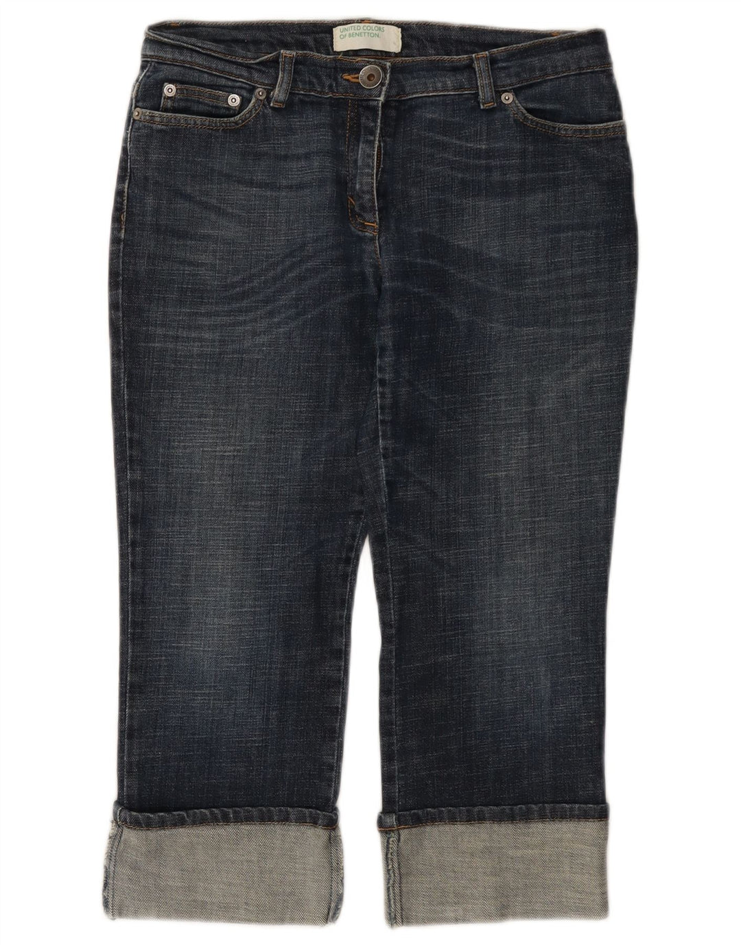 BENETTON Jean Capri Femme W28 L21 Bleu