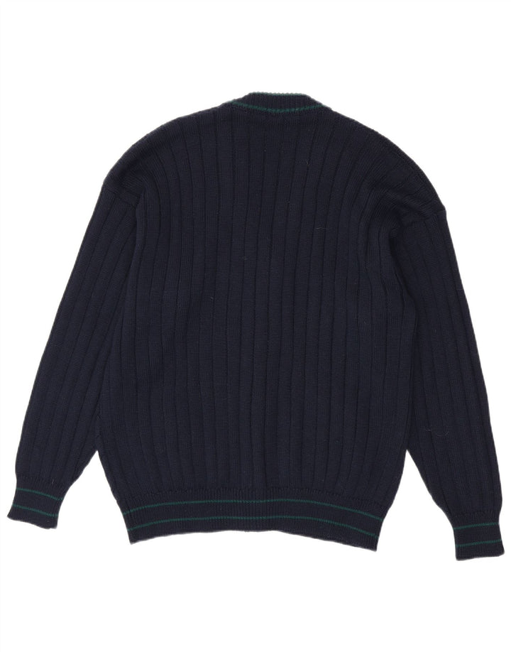 vintage Homme Cardigan Pull Bleu Marine Moyen