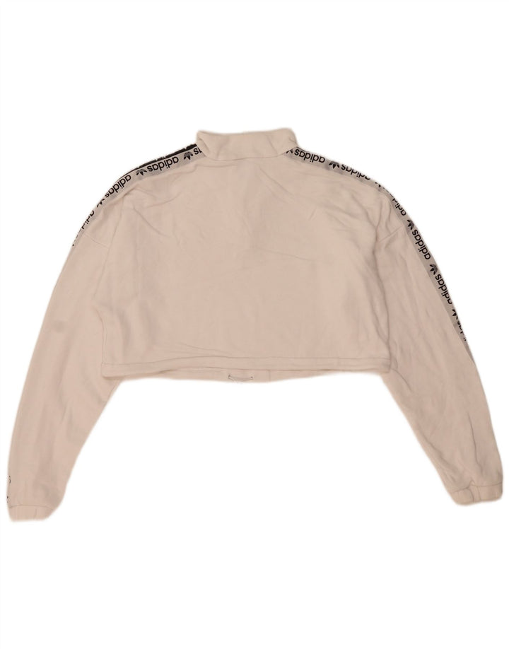 Adidas Sweat-shirt court surdimensionné pour femme UK 12 Blanc moyen