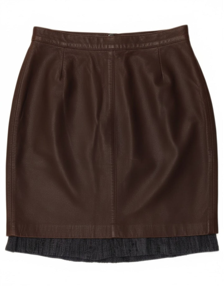 jupe en cuir femme vintage W28 Cuir marron moyen
