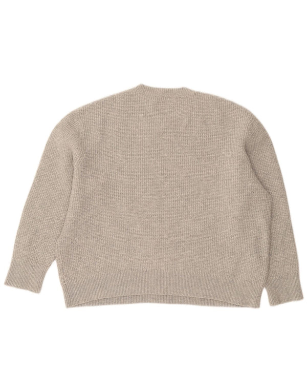 All Saints Pull surdimensionné à col rond pour femme UK 16 Large laine grise