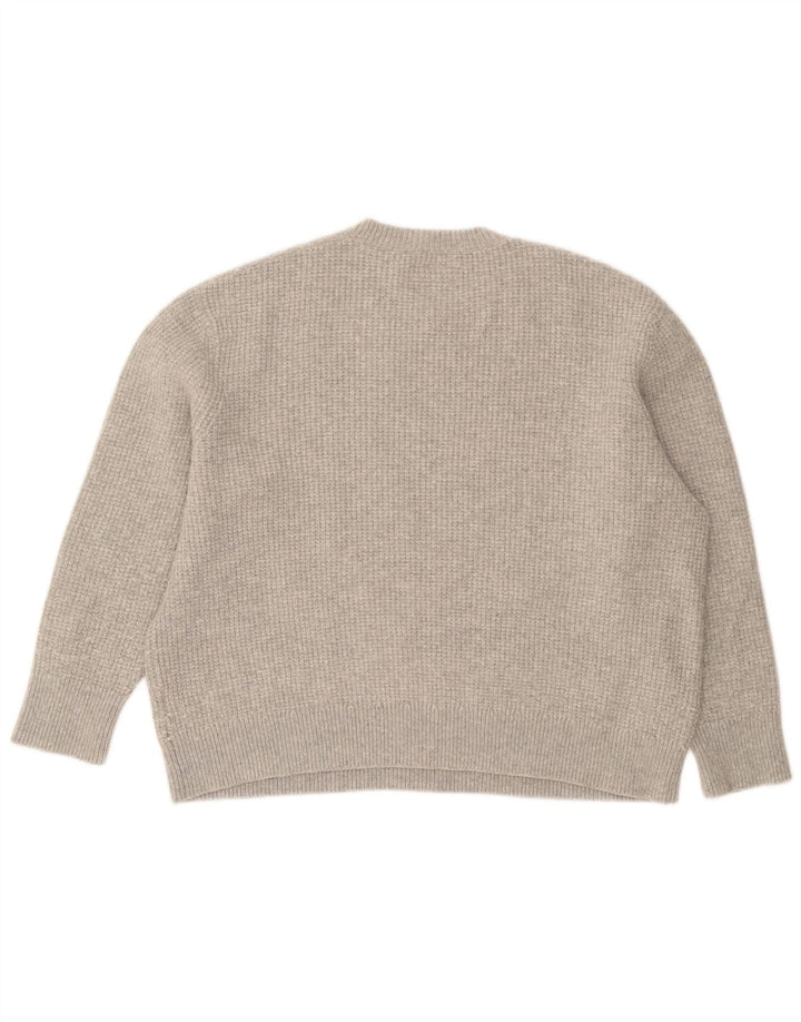 All Saints Pull surdimensionné à col rond pour femme UK 16 Large laine grise