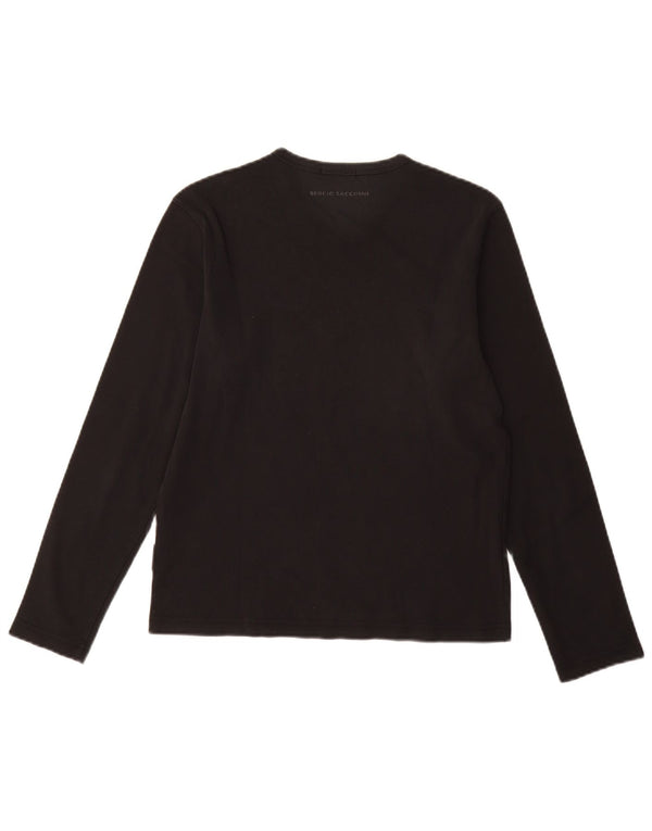 SERGIO TACCHINI Haut Femme Manches Longues UK 12 Coton Noir Moyen