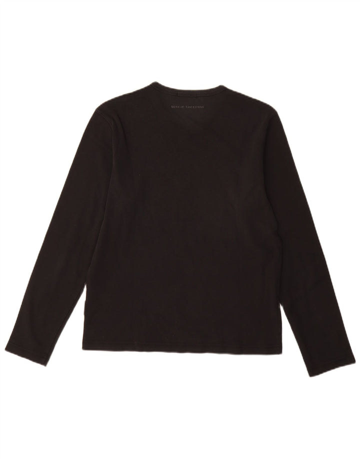 SERGIO TACCHINI Haut Femme Manches Longues UK 12 Coton Noir Moyen