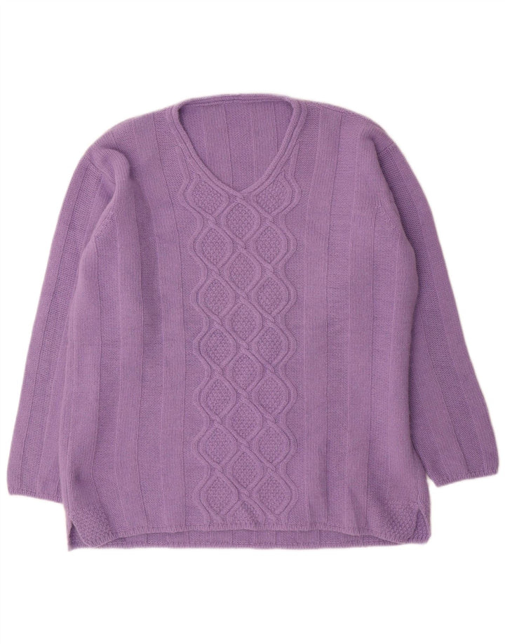 Raffaello Femme Pull Col V IT 48 XL Violet Laine