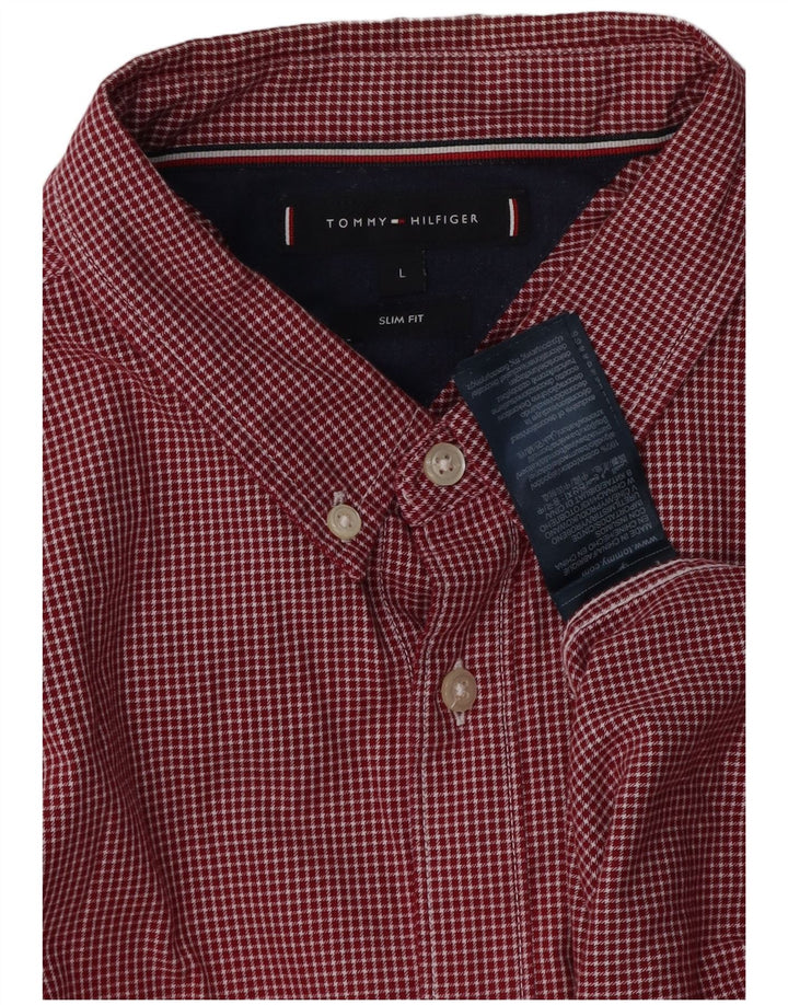 TOMMY HILFIGER Chemise Slim Fit Homme Grand Carreau Rouge Coton