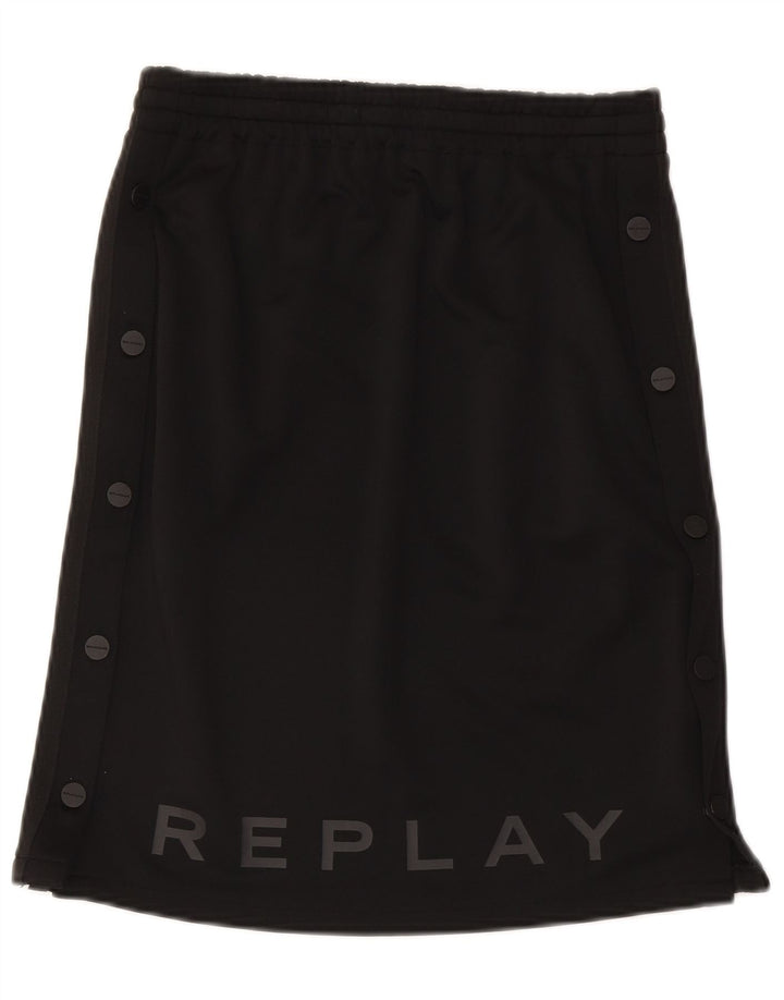 Replay Jupe Graphique Femme Small W27 Noir Polyester Sports
