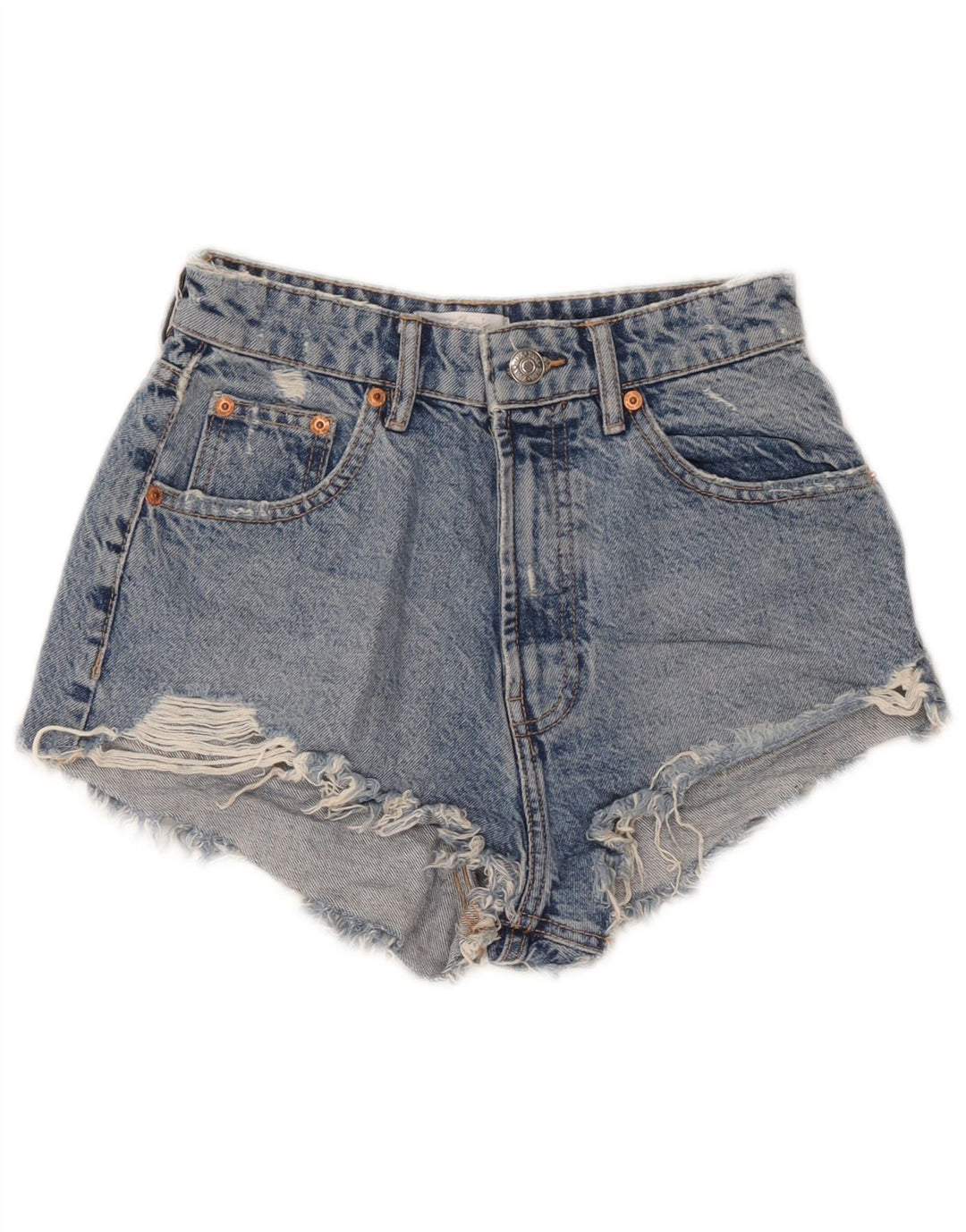 Zara Short en jean vieilli pour femme EU 36 XS W26 Bleu