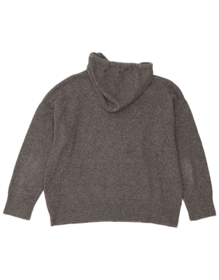 Zara Pull surdimensionné à capuche pour femme UK 10 Petit Gris Polyester