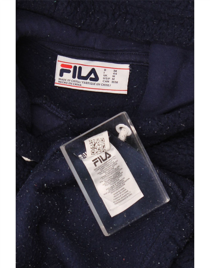 FILA Pull polaire à capuche graphique pour femme UK 14 Bleu marine moyen Polyester