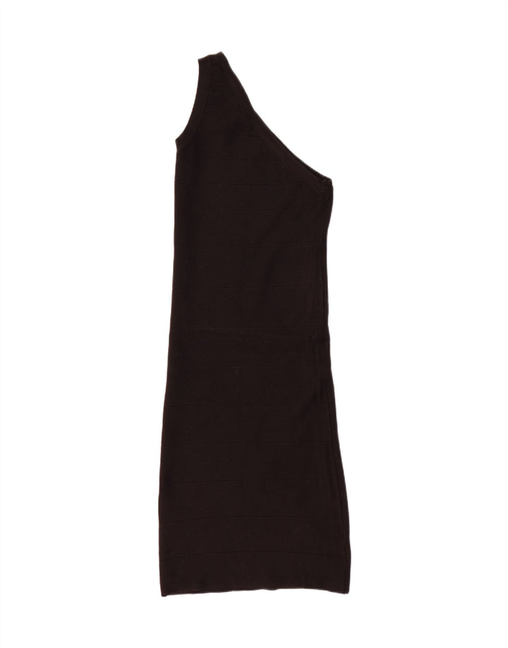 ZARA Womens One Shoulder Dress UK 14 Medium Black Viscose