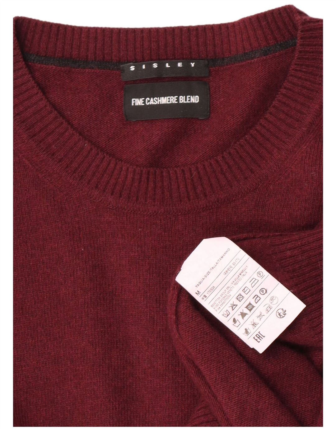 Sisley Pull Col Rond Polyamide Bordeaux Moyen Homme