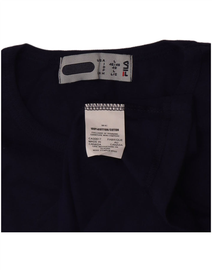 Fila T-Shirt Femme Top IT 46/48 Large Bleu Marine Coton