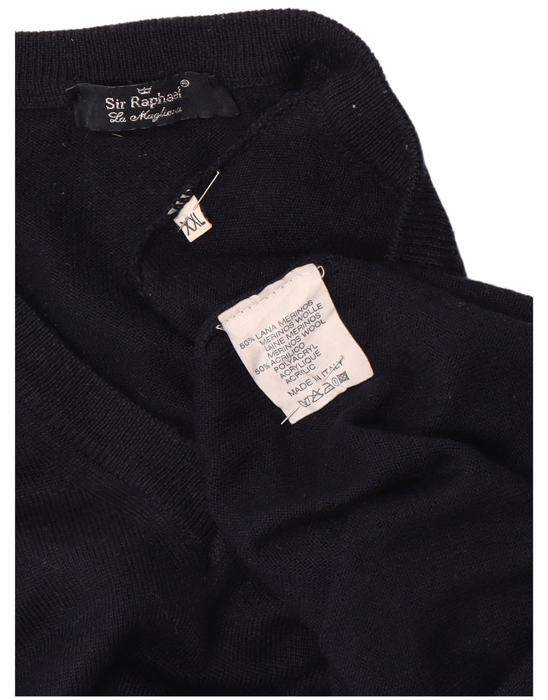 SIR RAPHAEL Pull col V homme 2XL bleu marine acrylique