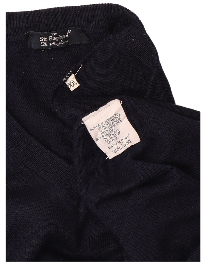 SIR RAPHAEL Pull col V homme 2XL bleu marine acrylique