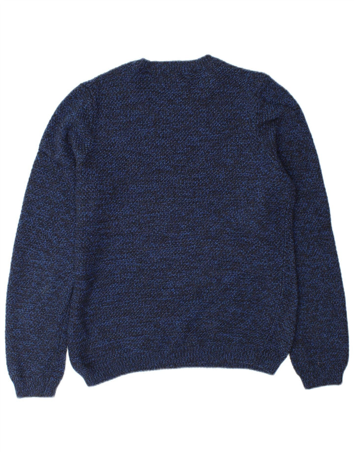 Marks & Spencer Pull à col rond pour homme en coton moucheté bleu petit