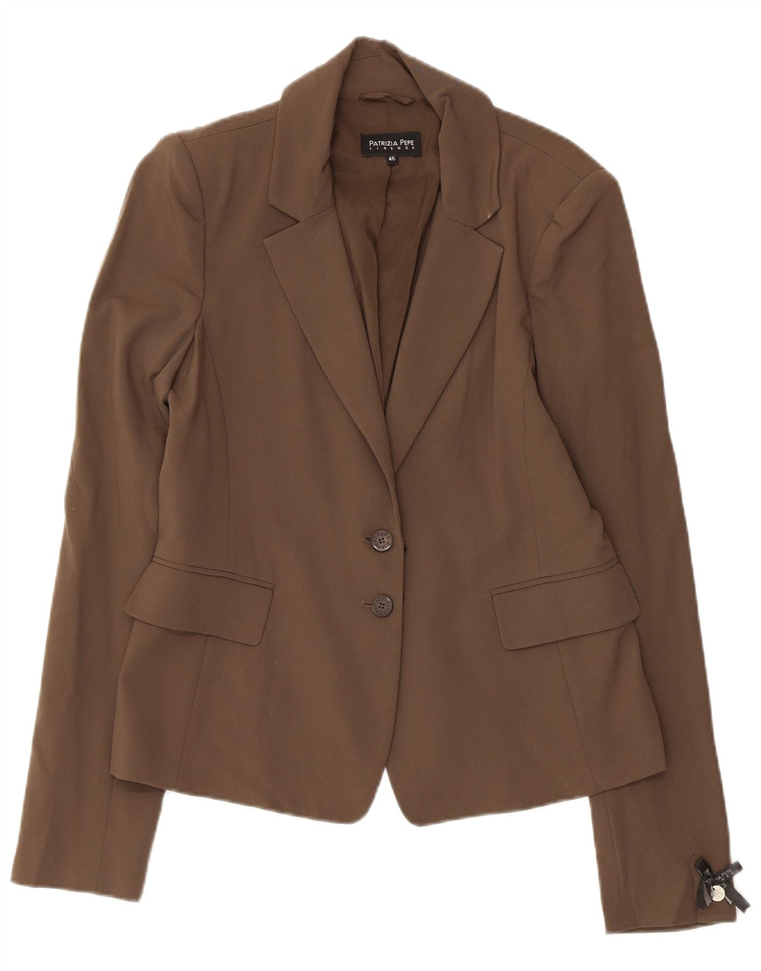 PATRIZIA PEPE Veste Blazer 2 Boutons Femme IT 46 Large Marron Laine Vierge