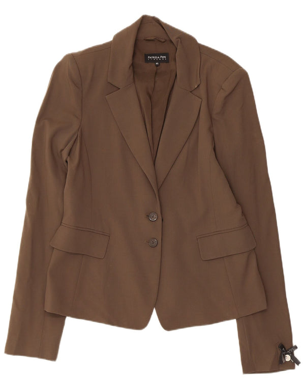 PATRIZIA PEPE Veste Blazer 2 Boutons Femme IT 46 Large Marron Laine Vierge