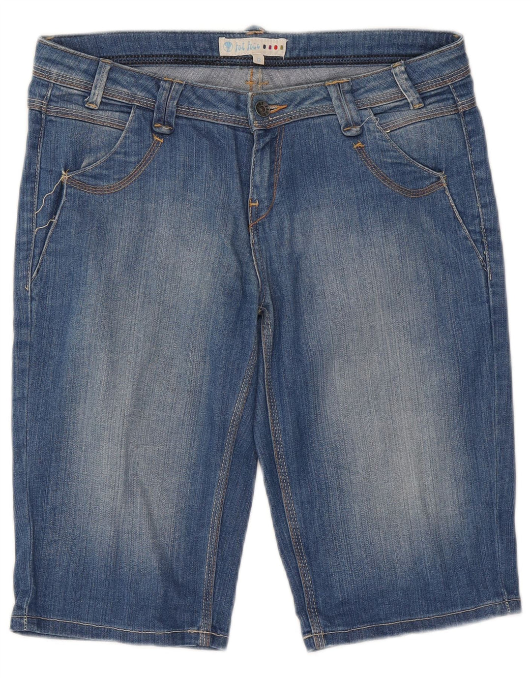 Fat Face Short en jean pour femme UK 12 Medium W32 Bleu Coton